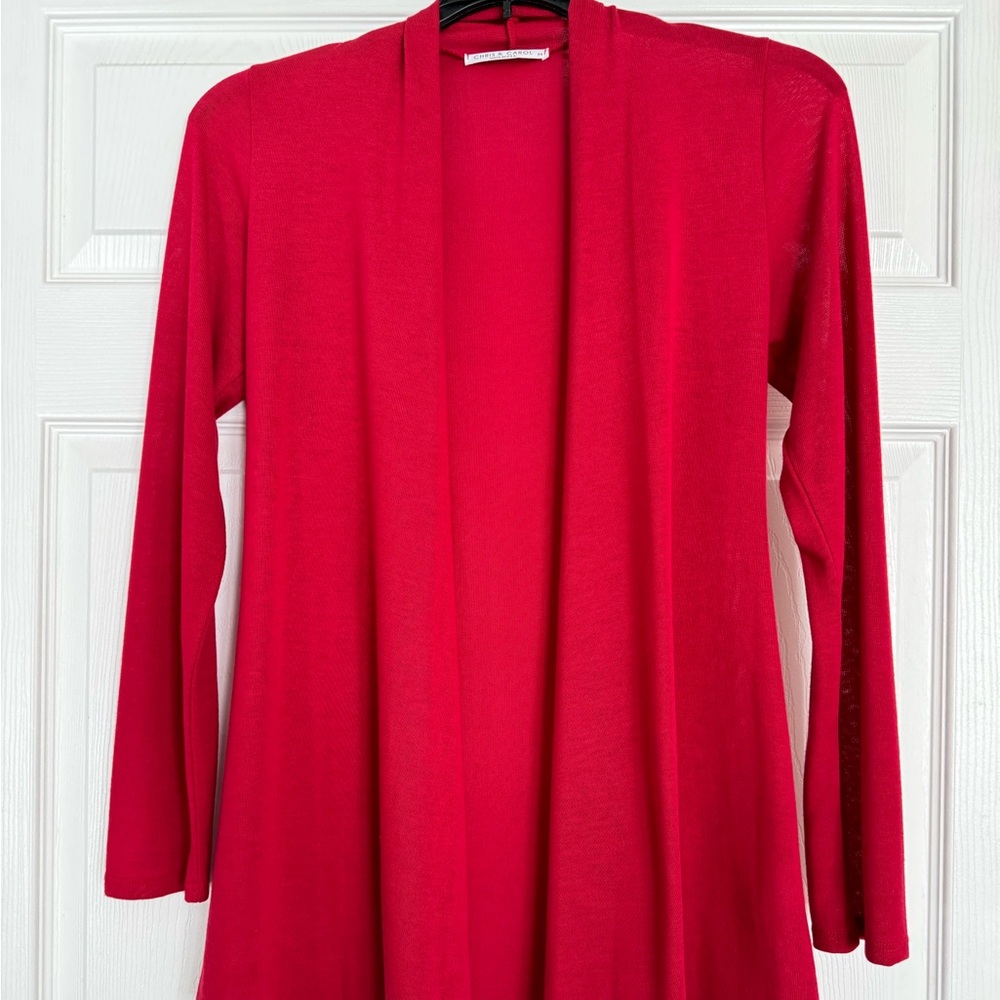 Chris and Carol Women’s Red Open Front Cardigan Size Medium